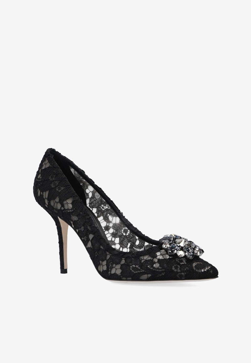 Bellucci 90 Embellished Lace Pumps