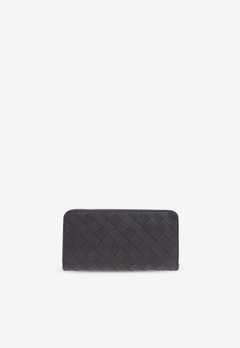 Intrecciato Leather Zip-Around Wallet