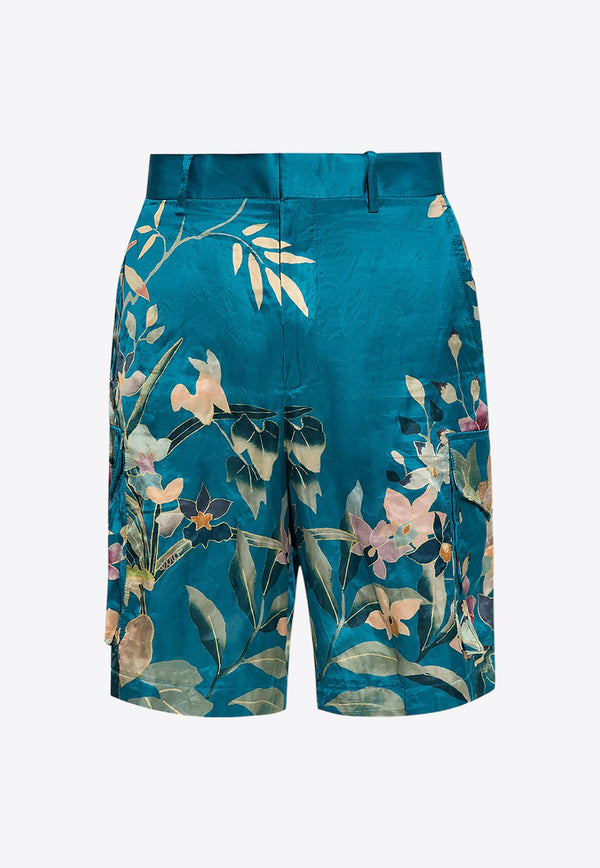 Floral Print Satin Shorts