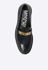 Logo Plaque Leather Loafers