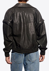 Leather Zip-Up Bomber Jacket