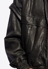 Leather Zip-Up Bomber Jacket