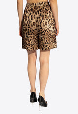 Leopard Print Silk Shorts