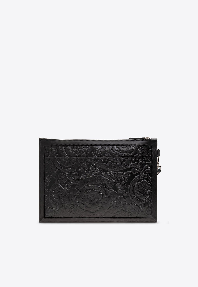 Medusa Biggie Embossed Leather Pouch