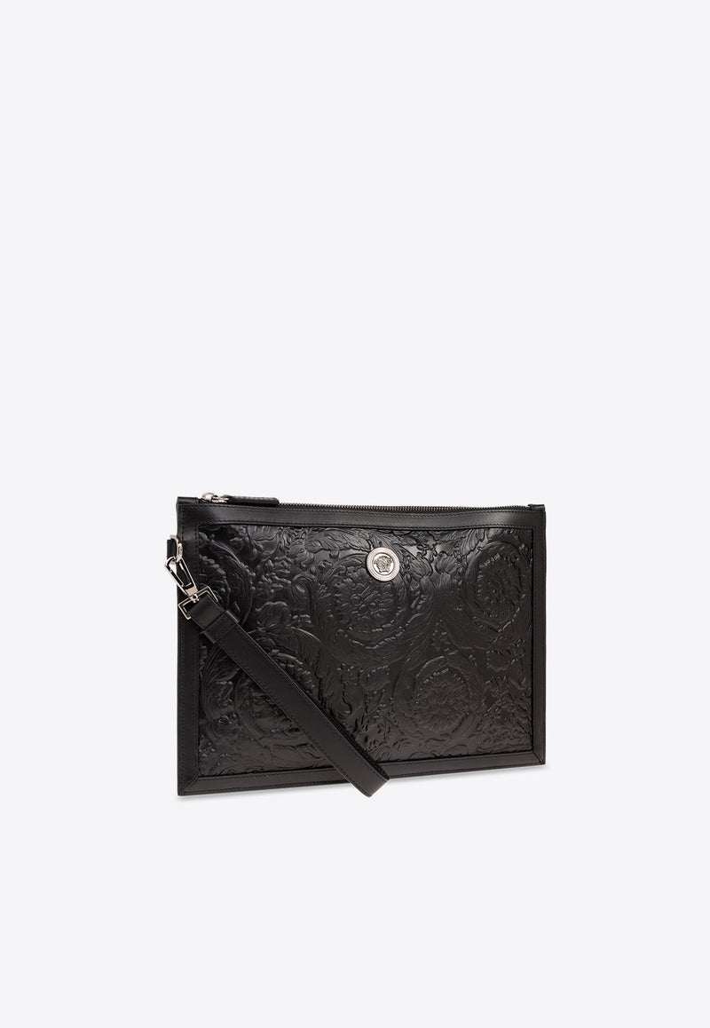 Medusa Biggie Embossed Leather Pouch