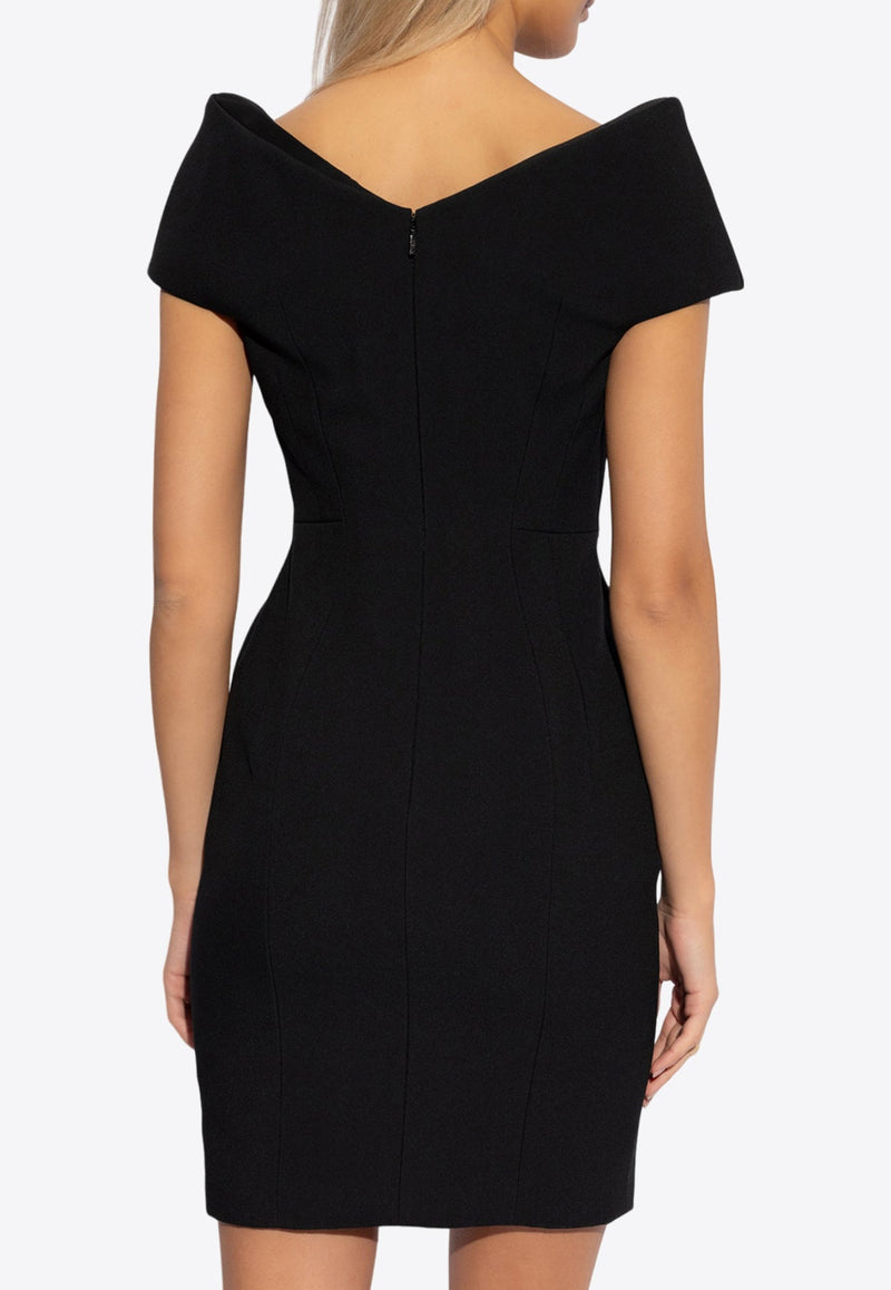 Sculptural V-neck Mini Dress