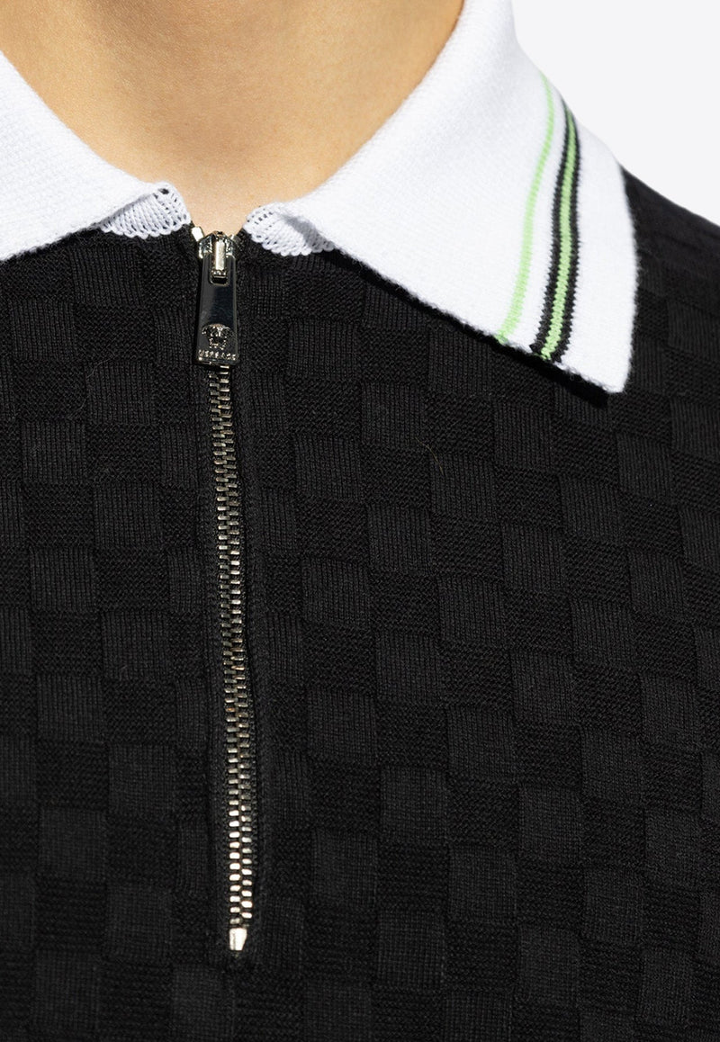 Half-Zipped Knitted Polo T-shirt