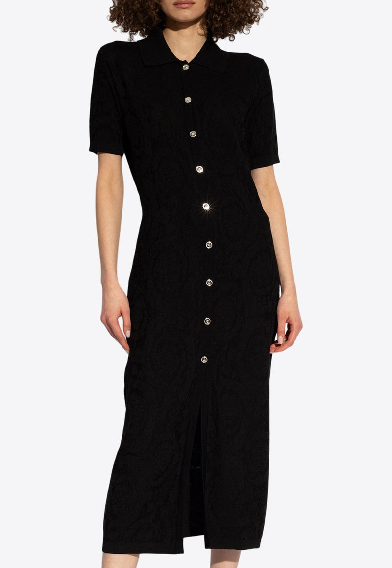 Barocco Knit Midi Polo Dress