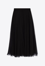 Semi-Sheer Silk Midi Skirt