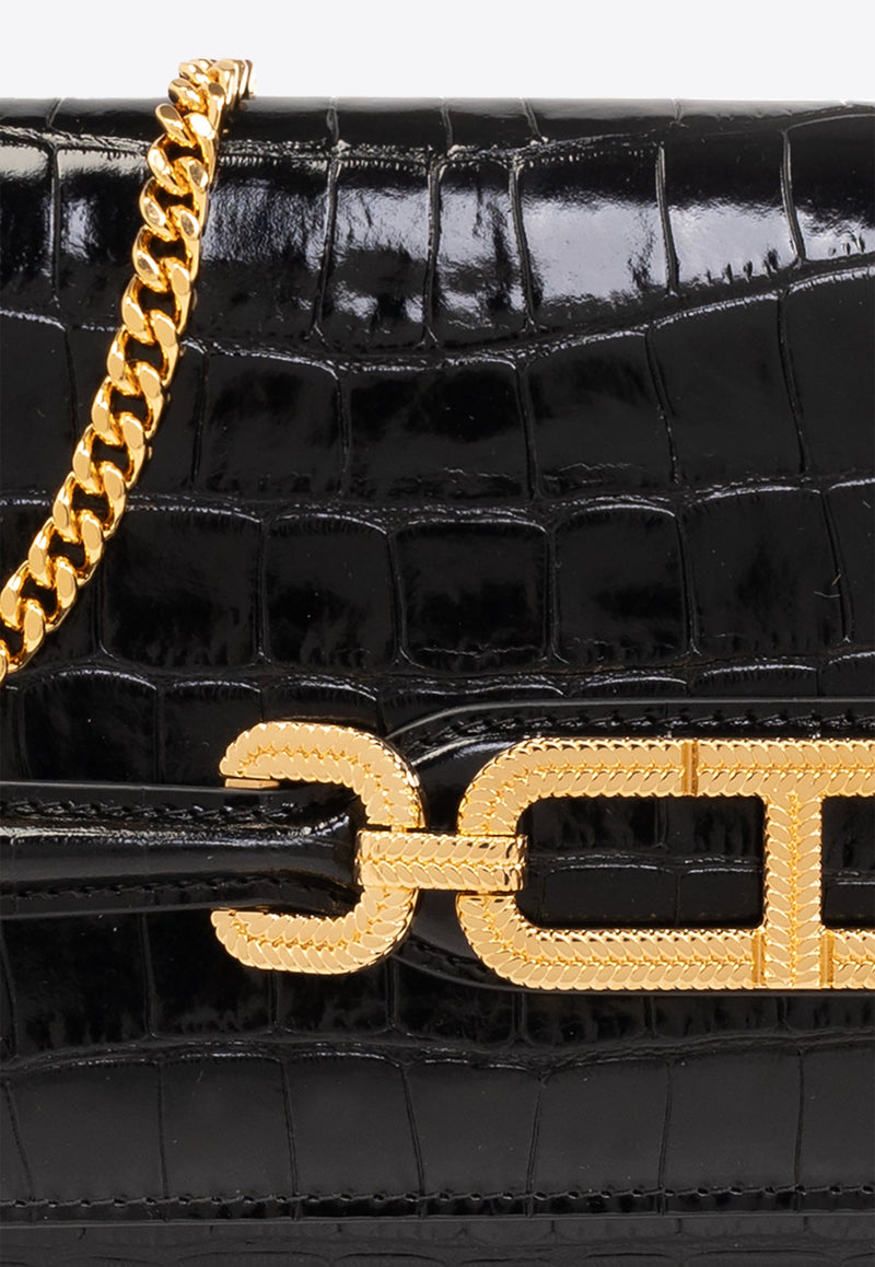 Whitney Croc-Embossed Leather Shoulder Bag
