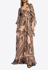 Angkor Print Silk Maxi Dress
