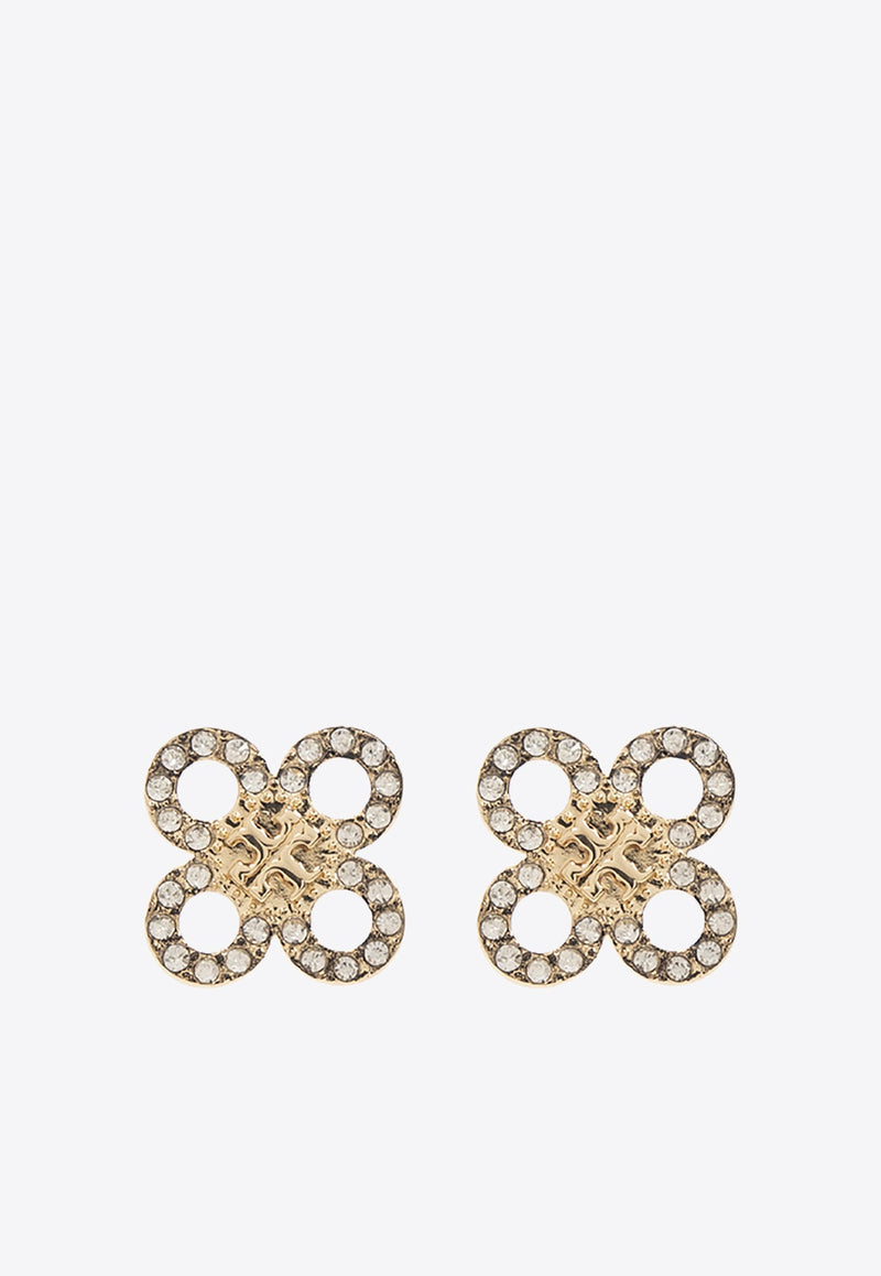 Crystal Embellished Logo Earrings