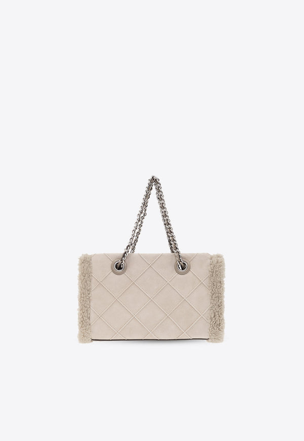 Mini Fleming Shearling-Trimmed Shoulder Bag