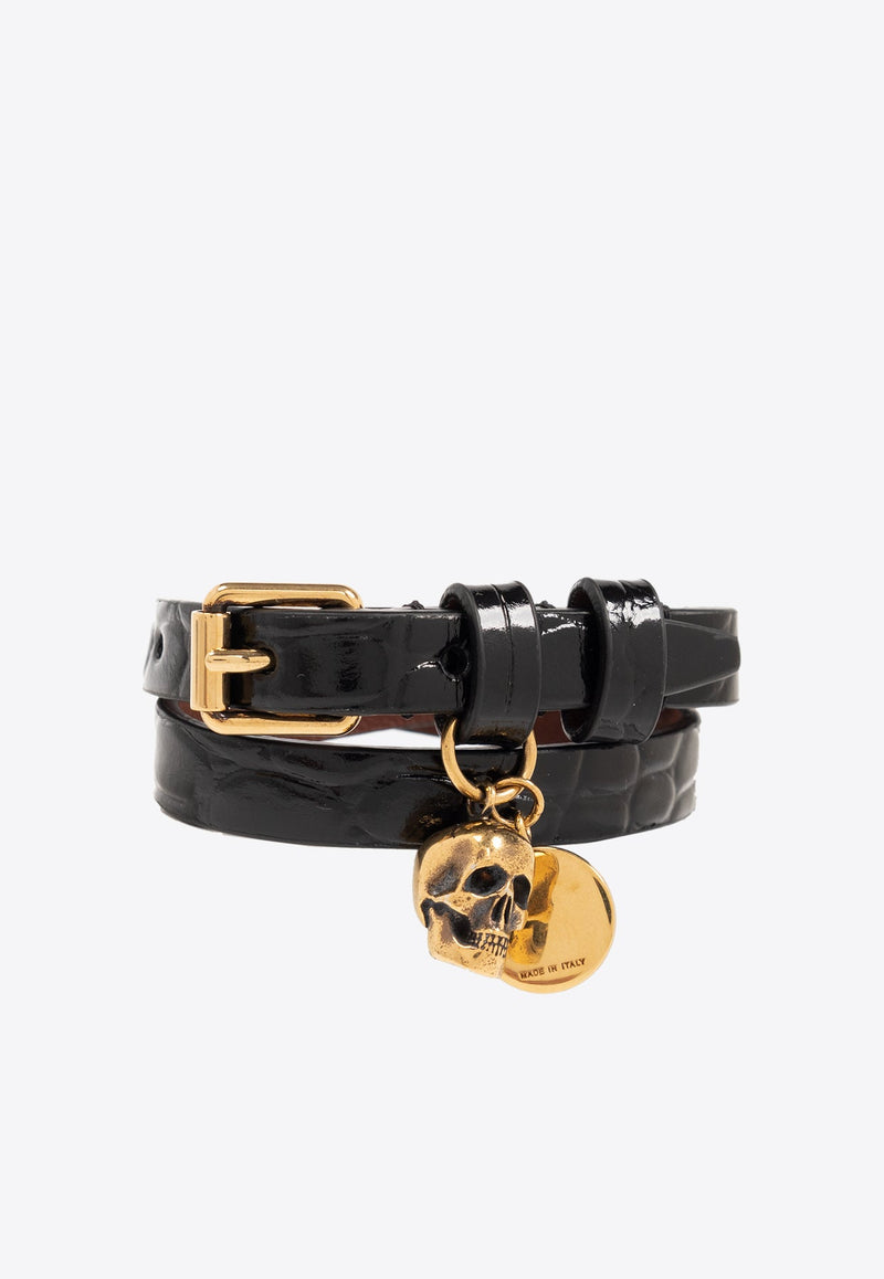 Croc-Embossed Leather Bracelet