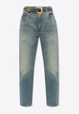 Straight-Leg Belted Jeans