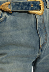 Straight-Leg Belted Jeans