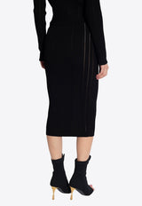 Ribbed Knit Midi Pencil Skirt