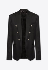 Button-Embellished Wool Blazer