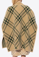 Check Pattern Wool-Blend Cape