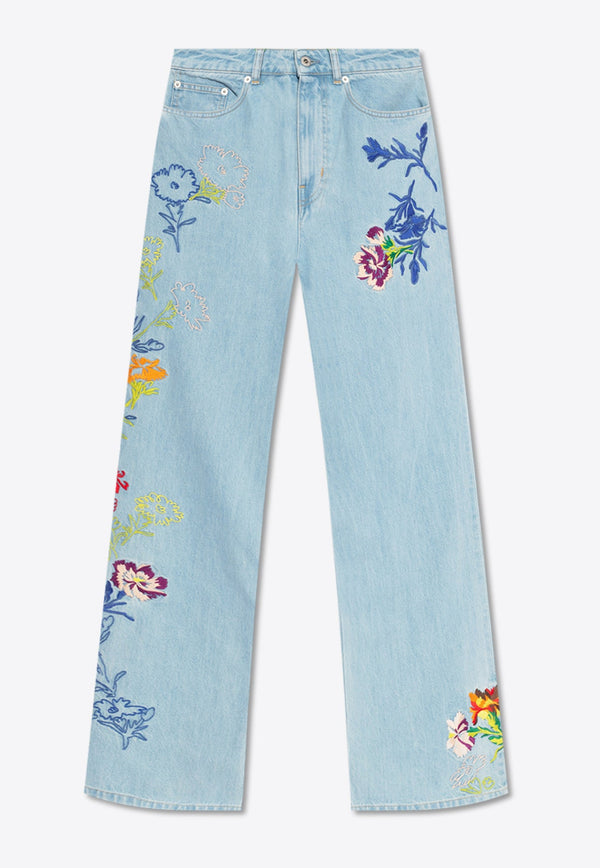 Ayame Embroidered Wide-Leg Jeans