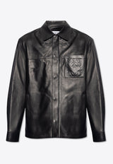 Embossed Anagram Leather Jacket