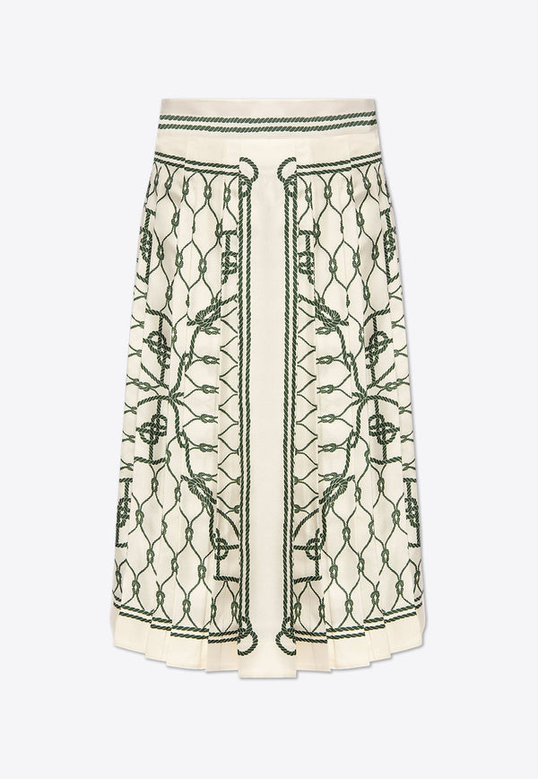 Patterned Silk Midi Skirt