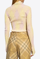 Argyle Check Turtleneck Sweater