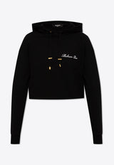 Logo-Embroidered Cropped Hooded Sweatshirt