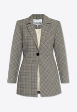 Single-Breasted Checkered Blazer