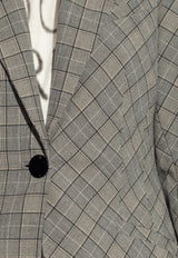 Single-Breasted Checkered Blazer