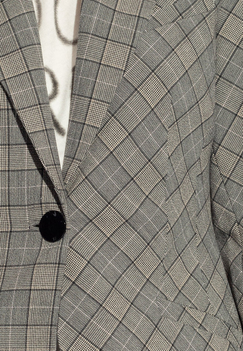 Single-Breasted Checkered Blazer