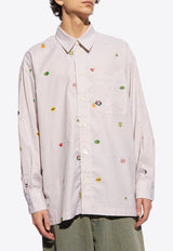 Fruit Stickers Oversized Stripe Shirt