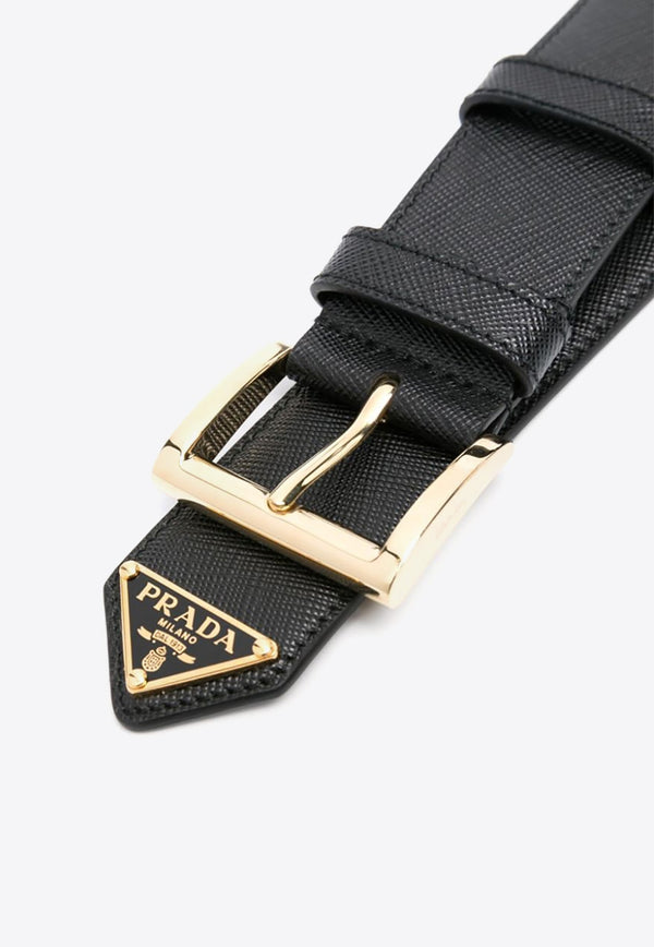 Logo Plaque Leather Belt