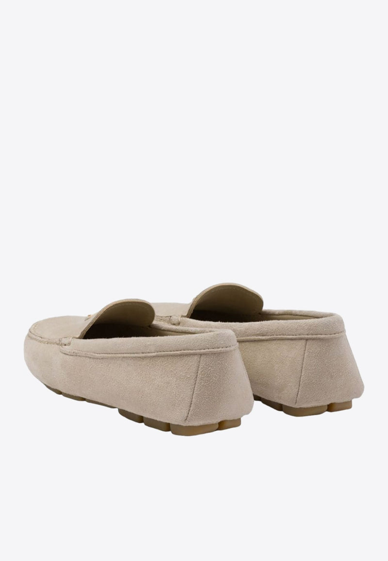 Triangle Logo Suede Loafers