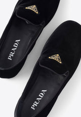 Triangle Logo Velvet Loafers