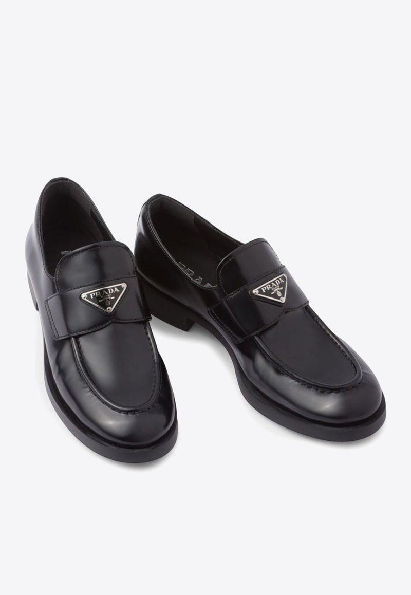 Triangle Logo Leather Loafers