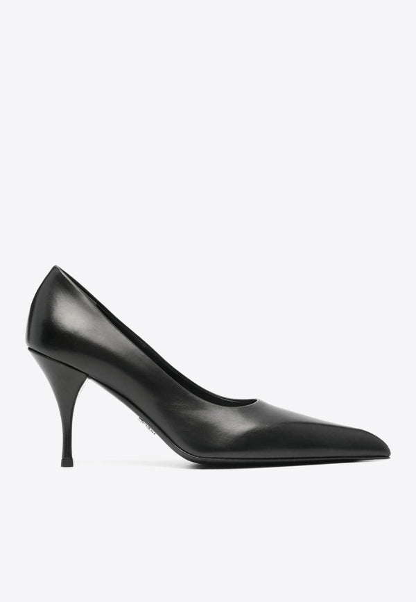 85 Pointed-Toe Calf Leather Pumps