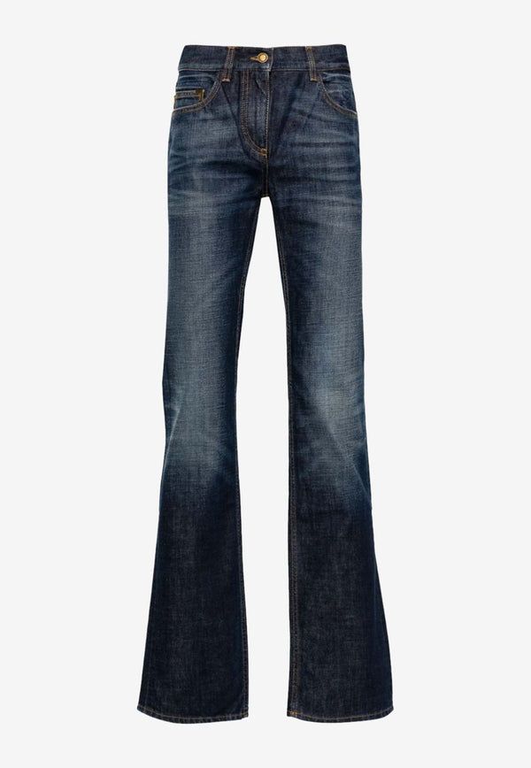 Monogram Patch Straight-Leg Jeans