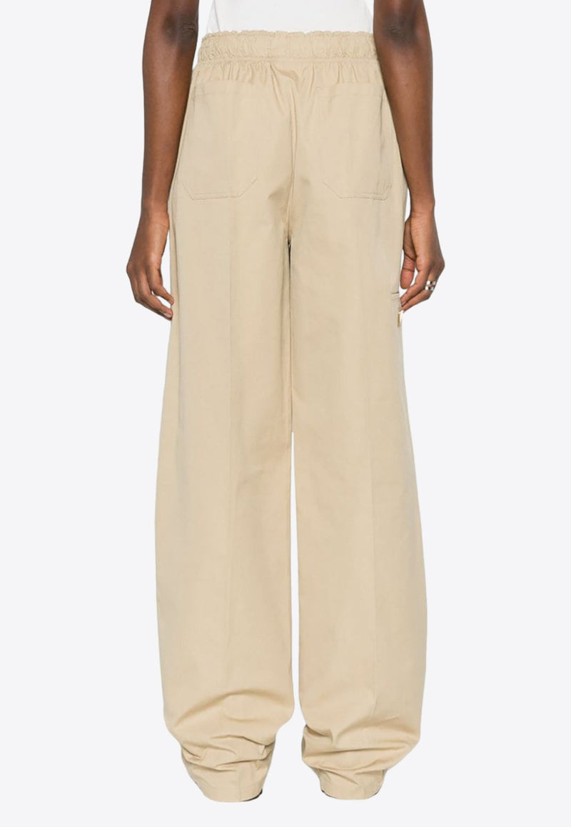 Logo Plaque Wide-Leg Pants