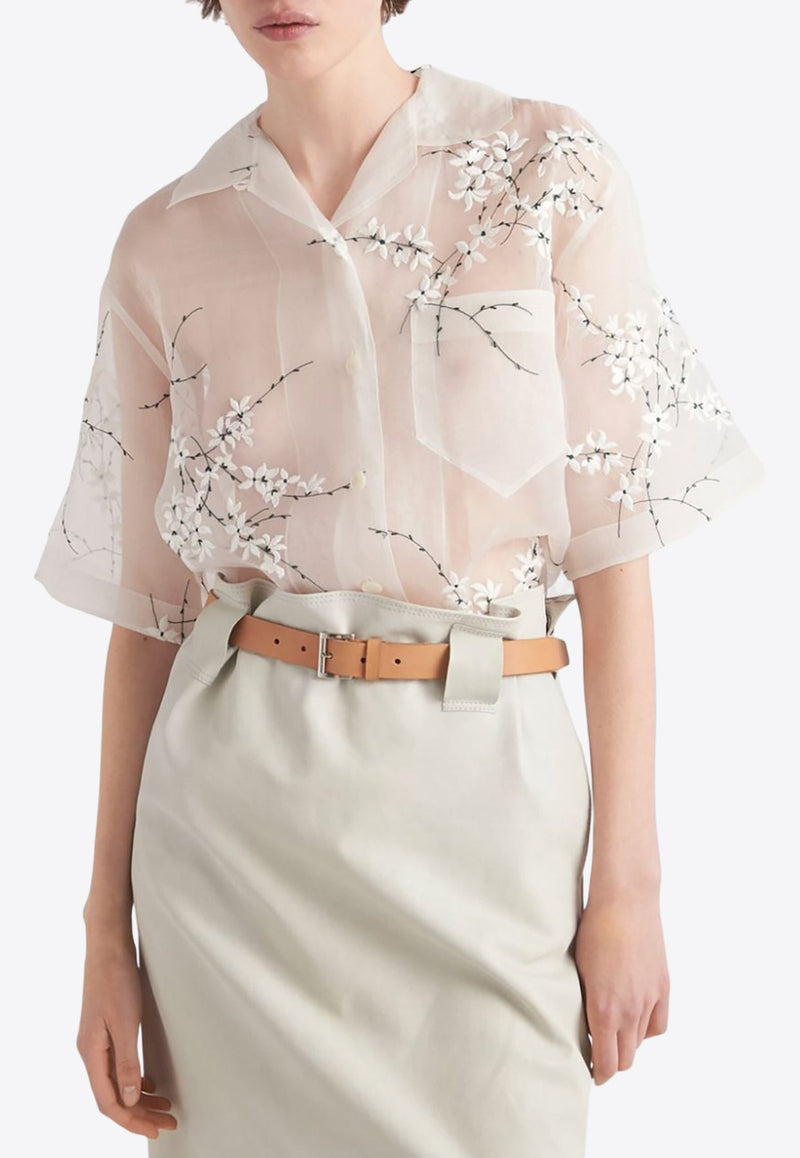 Floral Embroidered Sheer Shirt