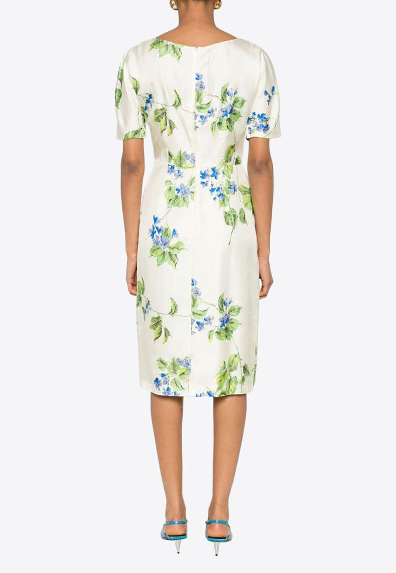 Floral Print Silk Twill Dress