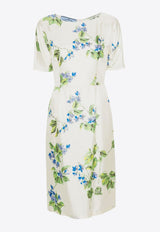 Floral Print Silk Twill Dress