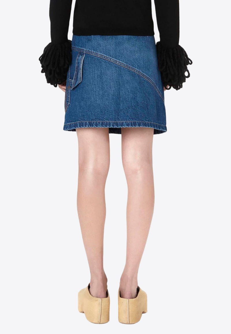 Twisted Denim Mini Skirt