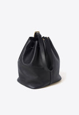 Logo Embossed Leather Bucket Bag