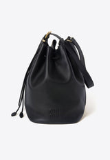 Logo Embossed Leather Bucket Bag