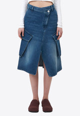 Cargo Midi Denim Skirt