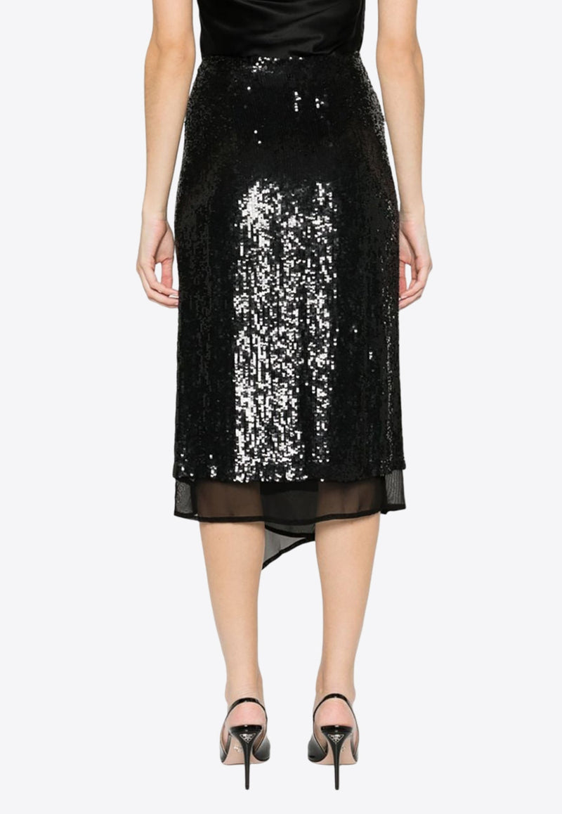 Glare Sequined Wrap Midi Skirt