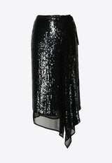 Glare Sequined Wrap Midi Skirt