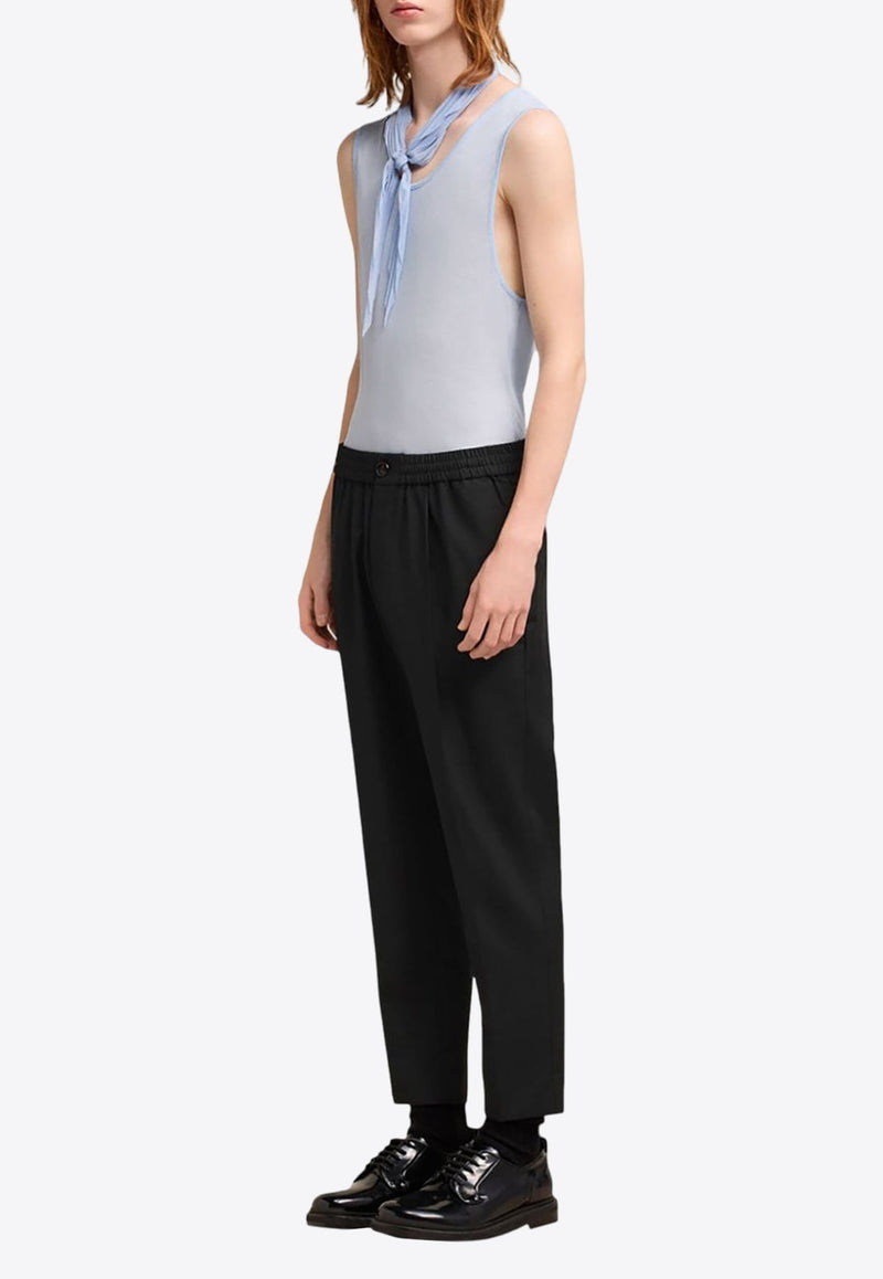 Cropped Wool Tapered Pants