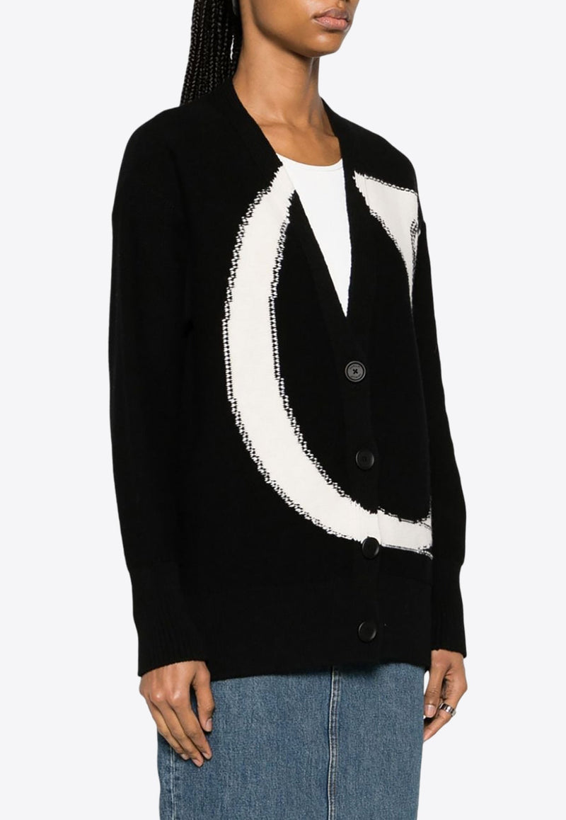 Logo-Intarsia Wool Cardigan